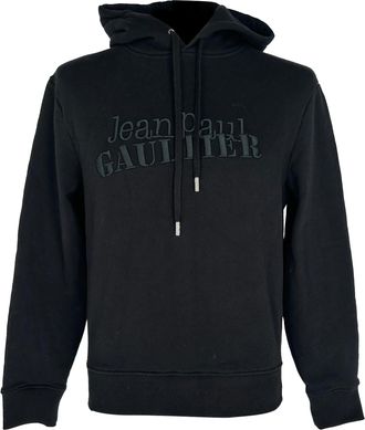 Jean Paul Gaultier Logo-Embroidered Hoodie in Black Cotton