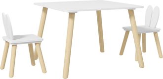 OEM Mesa Infantil Con Sillas Respaldos Con Orejas De Conejo Mesa Infantil Para Guarder&iacute;a Sala De Juegos Blanco