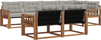 vidaXL Conjunto De Sof&aacute;s De Exterior 7 Uds. Natural Y Gris Claro Vidaxl