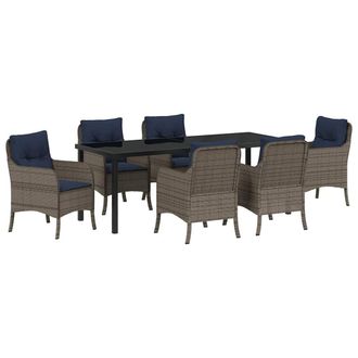 vidaXL Conjunto De Comedor De Jard&iacute;n 7 Pcs Gris Rat&aacute;n Sint&eacute;tico Vidaxl