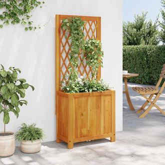 Berkfield Home Planter with Trellis 55x29.5x132 cm Solid Wood Acacia in Brown