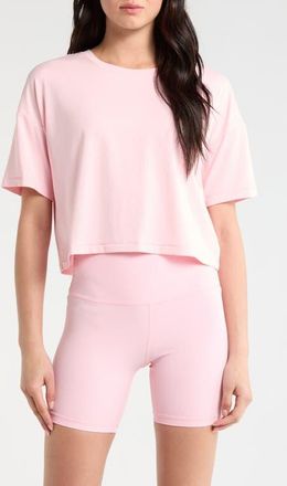 Lord & Taylor Pima Cotton Boxy Crop T-Shirt in Baby Pink at Nordstrom, Size X-Large