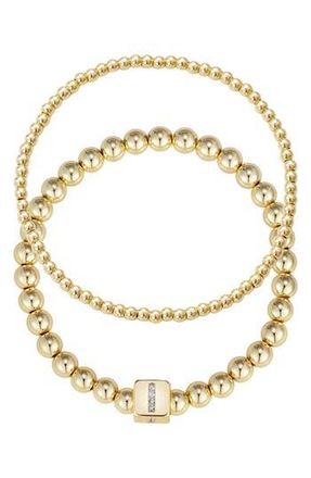 Adornia Set of 2 Gold Plated Stretch Bracelets in Gold-I at Nordstrom Rack