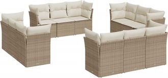 vidaXL Set De Sof&aacute;s De Jard&iacute;n 12 Pzas Y Cojines Rat&aacute;n Sint&eacute;tico Marr&oacute;n Vidaxl