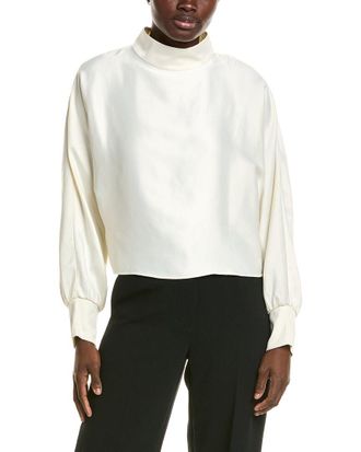 Halston Heritage Satin Mock Neck Blouse