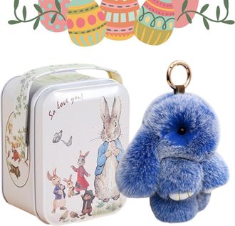 Generic Bunnylu-lu Keychain, Bunny-Lulu Keyring In A Tin, 15cm Rabbit Pendant Keychain, Christmas Bunny Keychain, Cute Hangable Bunny Animal Ornament for Back