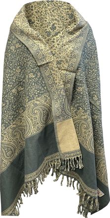 Tibet PLAE BLUE COLOUR VINTAGE LEAF PRINT SOFT WARM WOOLEN WINTER SCARF HANDMADE LUXURIOUS SCARF SHAWL WRAP DECORATION BLANKET OVERSIZED REVERS ABLE WINTER 