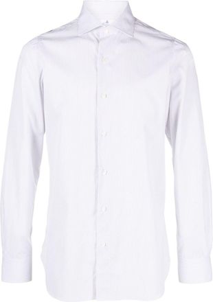 Finamore striped long-sleeve cotton shirt - men - Cotton - 43 - White