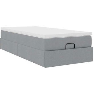 vidaXL Estructura Cama Otomana Con Colch&oacute;n Tela Gris Claro 100x200cm Vidaxl