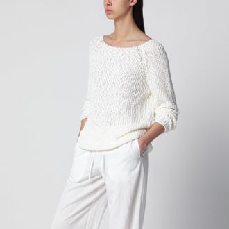Dunst Ivory loose-knit cotton-blend top