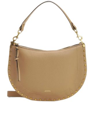 Isabel Marant Crescent-Shaped Pebbled Shoulder Bag with Gold-tone Studs