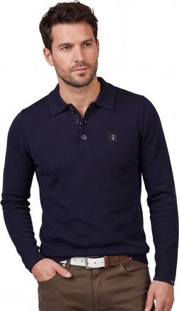 Butcher of Blue polo normale fit donkerblauw effen wol