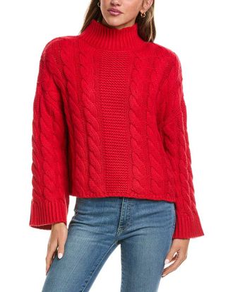 525 america Oversized Chunky Cable Mock Neck Sweater