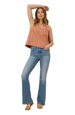 Pact Canopy Linen Square Neck Tank Made with Organic Cotton in Hermosa Stripe at Nordstrom, Size X-Large