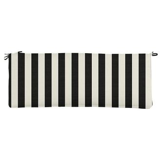 Ballard Designs Replacement Bench Cushion - 45x17.5 - Box Edge, Canopy Stripe Black/White Sunbrella - Ballard Designs