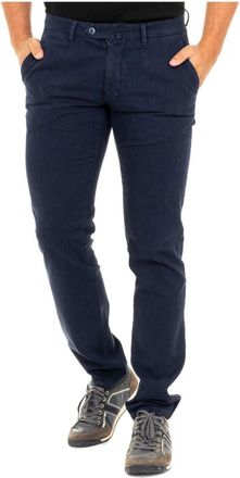 La Martina Marineblauwe Pantalon met Knoopsluiting- Rechte Pijpen - Heren - Slim Fit Broeken - Blauw - 2XL - Katoen - Broeken
