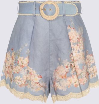 Zimmermann Light Blue Linen Shorts