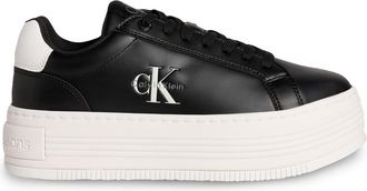Calvin Klein Womens Bold Flatform Low Sneakers, Black White Gloss, 4 UK