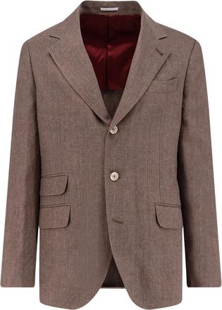 Brunello Cucinelli Linnen Blazer - Heren - Business blazers - Bruin - 2XL - Linnen - Kostuums
