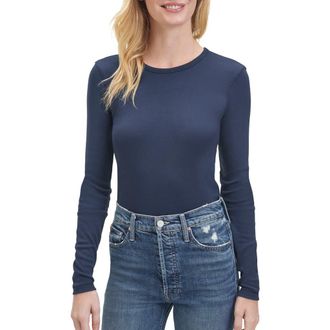 Splendid Classic Long Sleeve Crewneck T-Shirt in Navy at Nordstrom, Size X-Small