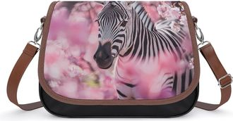 Generic Zebra in Cherry Flowers Womens Crossbody Bag Fashion Shoulder Handbags Message Tote Bag with Adjustable Strap