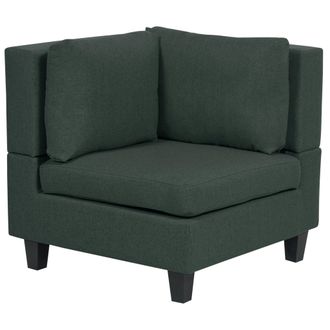 Beliani Sill&oacute;n Modular Esquinero De Tela De Acolchado Con Coj&iacute;n Pieza Sof&aacute; Modular Verde Oscuro Unstad