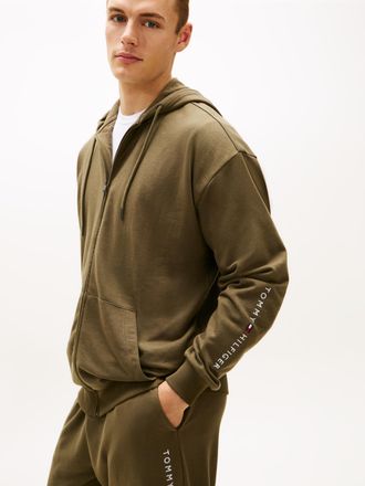 Tommy Hilfiger Sweatjacke, Damen, Gr. XXL (56), army gr&uuml;n, Sweatware, Obermaterial: 50% Baumwolle, 50% Polyester, TOMMY HILFIGER UNDERWEAR, unifarben, Basic, regular