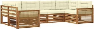 vidaXL Conjunto De Sof&aacute;s De Exterior 6 Uds. Natural Y Crema Vidaxl
