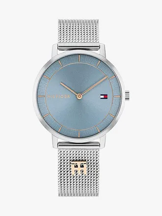 Tommy Hilfiger Reloj con detalles en tono oro rosa y malla