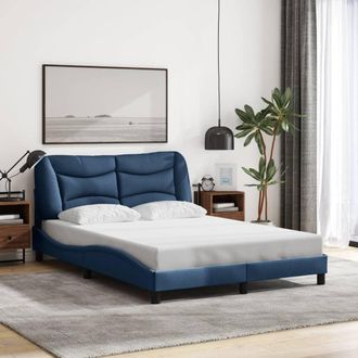 vidaXL Estructura De Cama Sin Colch&oacute;n Tela Azul 120x200 Cm Vidaxl