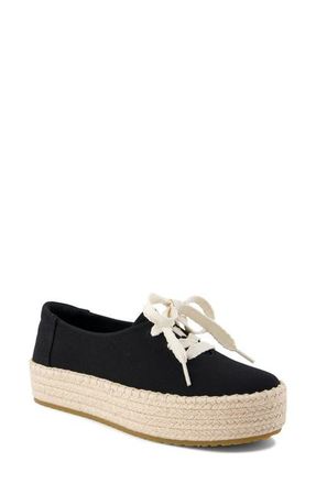 Toms Valencia Lace-Up Platform Espadrille in Black at Nordstrom, Size 9.5