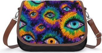 Generic Evil Eyes Psychedelic Trippy Tie Dye Small Womens Crossbody Bags Shoulder Handbag with Adjustable Strap for Travel