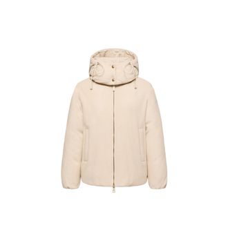 Moncler Moncler Vivante Hooded Wool & Cashmere Short Down Jacket, Women, Beige, Size: 0