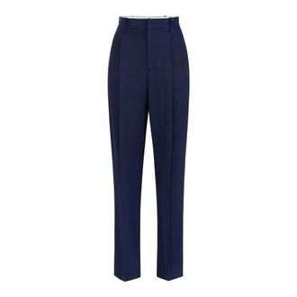 Elisabetta Franchi Lange gabardine broeken - Dames - Wijde Broeken - Blauw - 2XL - Broeken