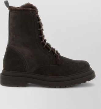 Brunello Cucinelli leather shearling ankle boots