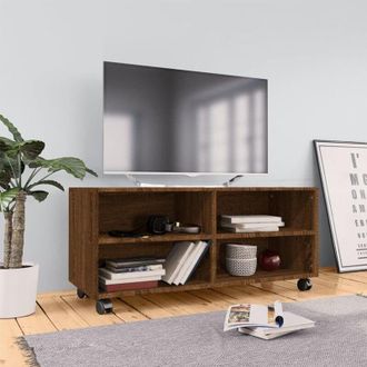 vidaXL Vidaxl - Mobile tv con Ruote Rovere Marrone 90x35x35cm Legno Multistrato