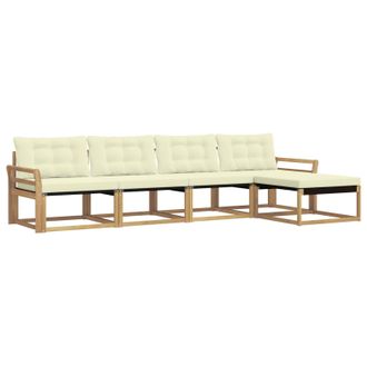 vidaXL Conjunto De Sof&aacute;s De Exterior Con Coj&iacute;n 5 Pcs Blanco Y Crema Vidaxl