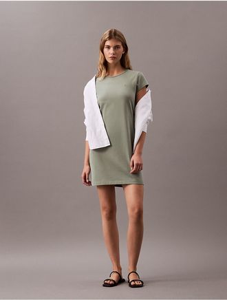 Calvin Klein Jeans Calvin Klein Womens Archive Logo Baby T-Shirt Dress - Green - XS