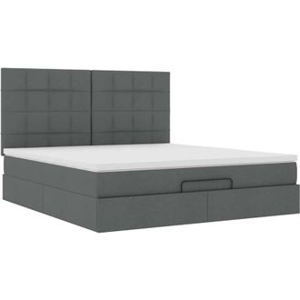 vidaXL Vidaxl - Estructura Cama Otomana Colch&oacute;n Tela Gris Oscuro 180x200cm