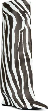 Azalea Wang Kenya Wide Shaft Wedge Boot in Kenya Zebra at Nordstrom, Size 8.5