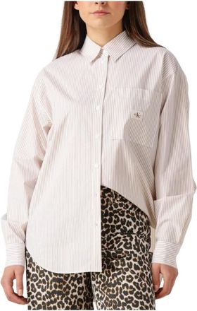 Calvin Klein Dames, Blouses & Shirts, Beige, Maat: L Katoen