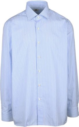 LUIGI BORRELLI NAPOLI Cotton Shirt - White/Light Blue
