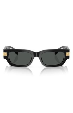 Versace 53mm Plaque Rectangular Sunglasses in Black at Nordstrom