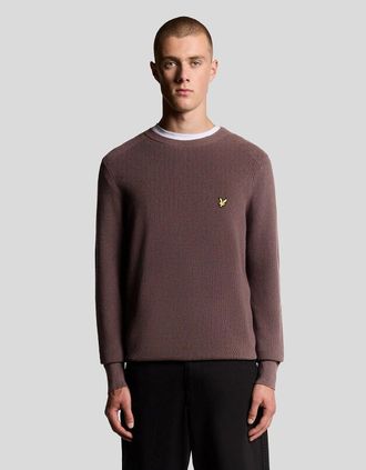 Lyle & Scott Lyle And Scott Mens Engineered Rib Crew Neck Jumper - Brown - Size: 40