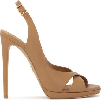 Kazar Leren sandalen met hakband - Dames - Sandalen met hakken - Bruin - 40 EU - Leer - Schoenen
