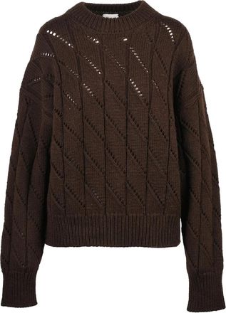 Alysi Crew Neck Knit Sweater With Textured Pattern And Ribbed Details