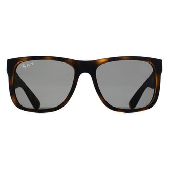 Ray-Ban Rectangle Matte Havana Dark Grey Polarized RB4165 Justin in Brown