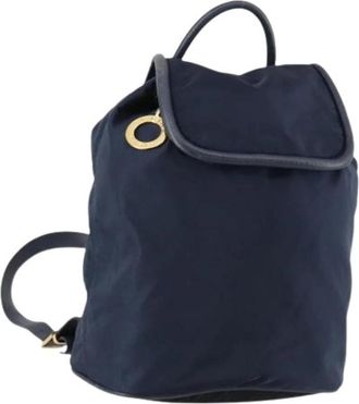 Celine Pre-owned Vintage Nylon Rugzak - Dames - Vintage Rugzakken - Blauw - ONE Size - Nylon - Vintage