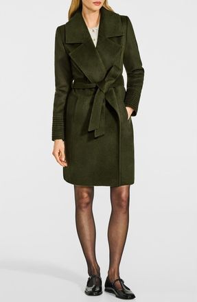 Sentaler Alpaca & Wool Notch Lapel Wrap Coat in Olive at Nordstrom, Size X-Small