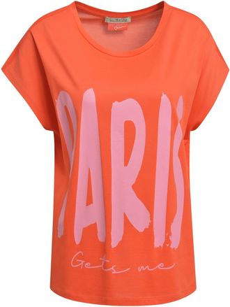 Smith & Soul T-Shirt SMITH & SOUL, Damen, Gr. L, mandarin rot, Jersey, Obermaterial: 50% Baumwolle, 50% Viskose, bedruckt, oversize h&uuml;ftbedeckend, Rundhals, abgest